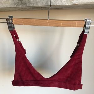 Maroon Textured Bikini Top